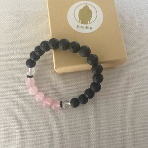 Rose Quartz & Lava Stone Mala Bracelet
